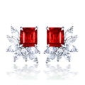 Princess Square Royal Blue Zircon Stud Earrings For Women, Elegant Creative Fashion Ear Jewelry view 3