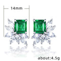 Princess Square Royal Blue Zircon Stud Earrings For Women, Elegant Creative Fashion Ear Jewelry view 5