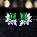 Princess Square Royal Blue Zircon Stud Earrings For Women, Elegant Creative Fashion Ear Jewelry view 4