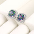 Square Cubic Zirconia Stud Earrings For Women, Forest Style Versatile Fashion Ear Jewelry view 2