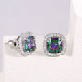 Square Cubic Zirconia Stud Earrings For Women, Forest Style Versatile Fashion Ear Jewelry view 3