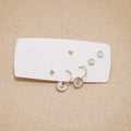 Elegant S925 Silver Needle Shell Rhinestone Heart Flower Fishtail Geometric Three Pair Stud Hoop Earrings view 3