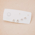 Elegant S925 Silver Needle Shell Rhinestone Heart Flower Fishtail Geometric Three Pair Stud Hoop Earrings view 2