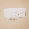 Elegant S925 Silver Needle Shell Rhinestone Heart Flower Fishtail Geometric Three Pair Stud Hoop Earrings view 4