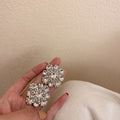 Alloy Full Rhinestone Flower Stud Earrings, Vintage European Statement Light Luxury Style view 4