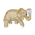 Gold Plated Zircon Blue Elephant Brooch Pin For Autumn Outfits view 1