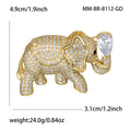 Gold Plated Zircon Blue Elephant Brooch Pin For Autumn Outfits view 3