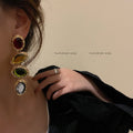 Candy Color Rhinestone Long Drop Earrings For Women, Alloy Irregular Geometric Retro Statement Style view 4