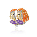Vintage Alloy Enamel Rhinestone Cleopatra Brooch For Fashion Clothing view 1