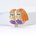Vintage Alloy Enamel Rhinestone Cleopatra Brooch For Fashion Clothing view 4