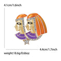 Vintage Alloy Enamel Rhinestone Cleopatra Brooch For Fashion Clothing view 5