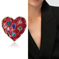 Alloy Rhinestone Heart Brooch Pin For Clothing Fastening Decoration view 2