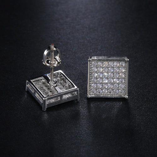Versatile Square Zircon Women's Stud Earrings, Korean Fashion Jewelry Accessories