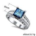 Exquisite Women's Rhinestone Ring With Large Blue Zircon, Fashion Statement Finger Jewelry view 5
