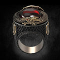 Men's Electroplated Dragon Pattern Ring, Bold Refined Dragon Shape Finger Jewelry view 1