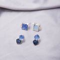 Elegant Geometric Square Blue Enamel Faux Pearl Contrast Color Alloy Stud Screw Clip Earrings view 1