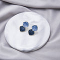 Elegant Geometric Square Blue Enamel Faux Pearl Contrast Color Alloy Stud Screw Clip Earrings view 2