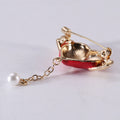 Alloy Heartbeat Heart Pearl Pendant Brooch Pin For Collar Accessories view 3