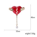 Alloy Heartbeat Heart Pearl Pendant Brooch Pin For Collar Accessories view 5