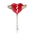Alloy Heartbeat Heart Pearl Pendant Brooch Pin For Collar Accessories view 1
