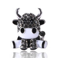 Alloy Enamel Cow Brooch With Rhinestones For Cute Apparel Decor view 1