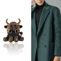Alloy Enamel Cow Brooch With Rhinestones For Cute Apparel Decor view 2