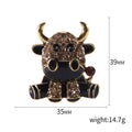 Alloy Enamel Cow Brooch With Rhinestones For Cute Apparel Decor view 5