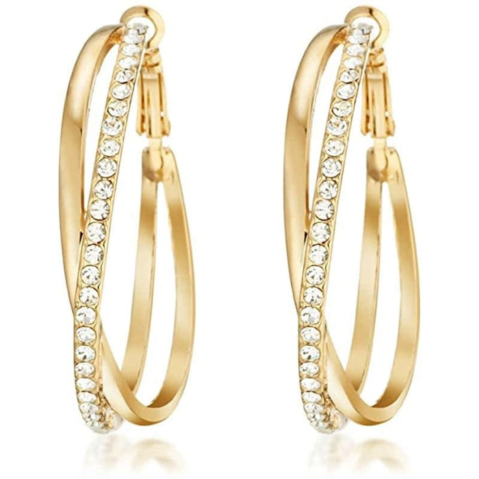 Exaggerated Large Round Hoop Zircon Earrings For Women, Fashion Nightclub Jewelry