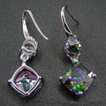 Colorful Zircon Geometric Drop Earrings, Elegant Fashion Dangle Earrings For Women view 2