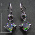 Colorful Zircon Geometric Drop Earrings, Elegant Fashion Dangle Earrings For Women view 4