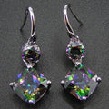 Colorful Zircon Geometric Drop Earrings, Elegant Fashion Dangle Earrings For Women view 1