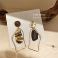 Alloy Irregular Enamel Drop Earrings For Women Korean Minimalist Asymmetric Geometric Fashion Jewelry view 3
