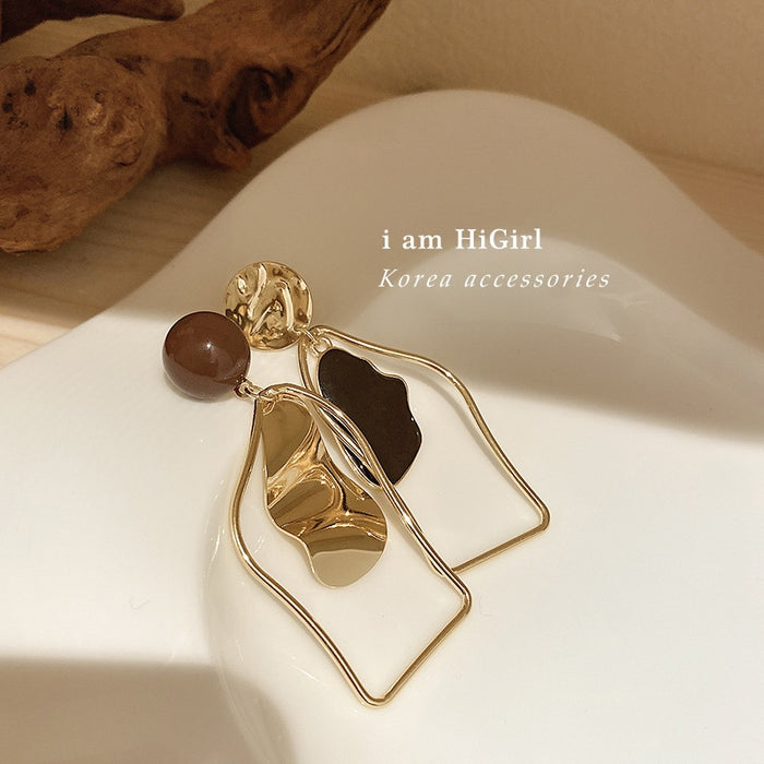 Alloy Irregular Enamel Drop Earrings For Women Korean Minimalist Asymmetric Geometric Fashion Jewelry