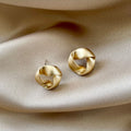 Elegant Matte Gold Alloy Knotted Mini Triangle Studs With 925 Silver Pins Minimal Korean Style Earrings view 2