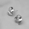 Elegant Matte Gold Alloy Knotted Mini Triangle Studs With 925 Silver Pins Minimal Korean Style Earrings view 4