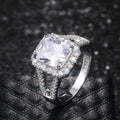 European American Classic Square Zircon Ring For Women Copper Platinum Plated Wedding Jewelry view 1