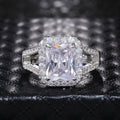 European American Classic Square Zircon Ring For Women Copper Platinum Plated Wedding Jewelry view 2