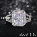 European American Classic Square Zircon Ring For Women Copper Platinum Plated Wedding Jewelry view 5