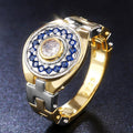 Creative Hip Hop Men's Watchband Ring With Zircon Stones, Fashion Finger Jewelry Accessory view 1