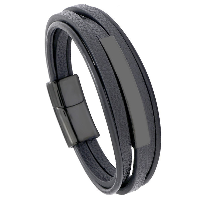 Creative Multi Layer European Style Leather Bracelet For Men Fashion Casual Wristband