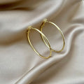 Elegant Oversized Gold Plated Alloy Hoop Earrings With 925 Silver Pin, Minimalist Statement Earrings view 3