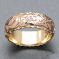 Exquisite Carved Rose Two Tone Women's Ring, European American Wedding Gift Finger Ring view 1