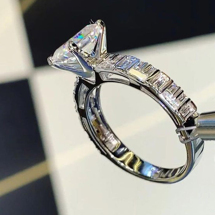 Luxury Square Cubic Zirconia Ring For Women, Elegant Engagement Finger Jewelry