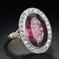 Garnet Red Cubic Zirconia Two Tone Ring For Women, Vintage Style Ladies Wedding Band view 2