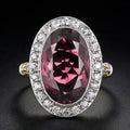 Garnet Red Cubic Zirconia Two Tone Ring For Women, Vintage Style Ladies Wedding Band view 1