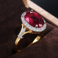 Garnet Red Cubic Zirconia Two Tone Ring For Women, Vintage Style Ladies Wedding Band view 3