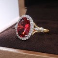 Garnet Red Cubic Zirconia Two Tone Ring For Women, Vintage Style Ladies Wedding Band view 4