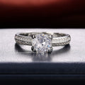 Luxury Fashion Women's Round Zircon Silver Plated Ring European American Jewelry view 5