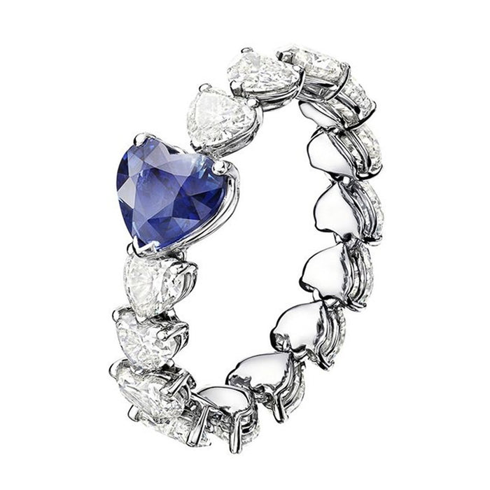 Luxury Full Pave Heart Zircon Women's Ring, Versatile Statement Fashion Jewelry Accessory