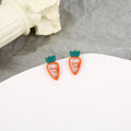 Cute Cartoon Carrot Enamel Stud Earrings With 925 Silver Pins, Minimal Small Vegetable Jewelry Earrings view 2